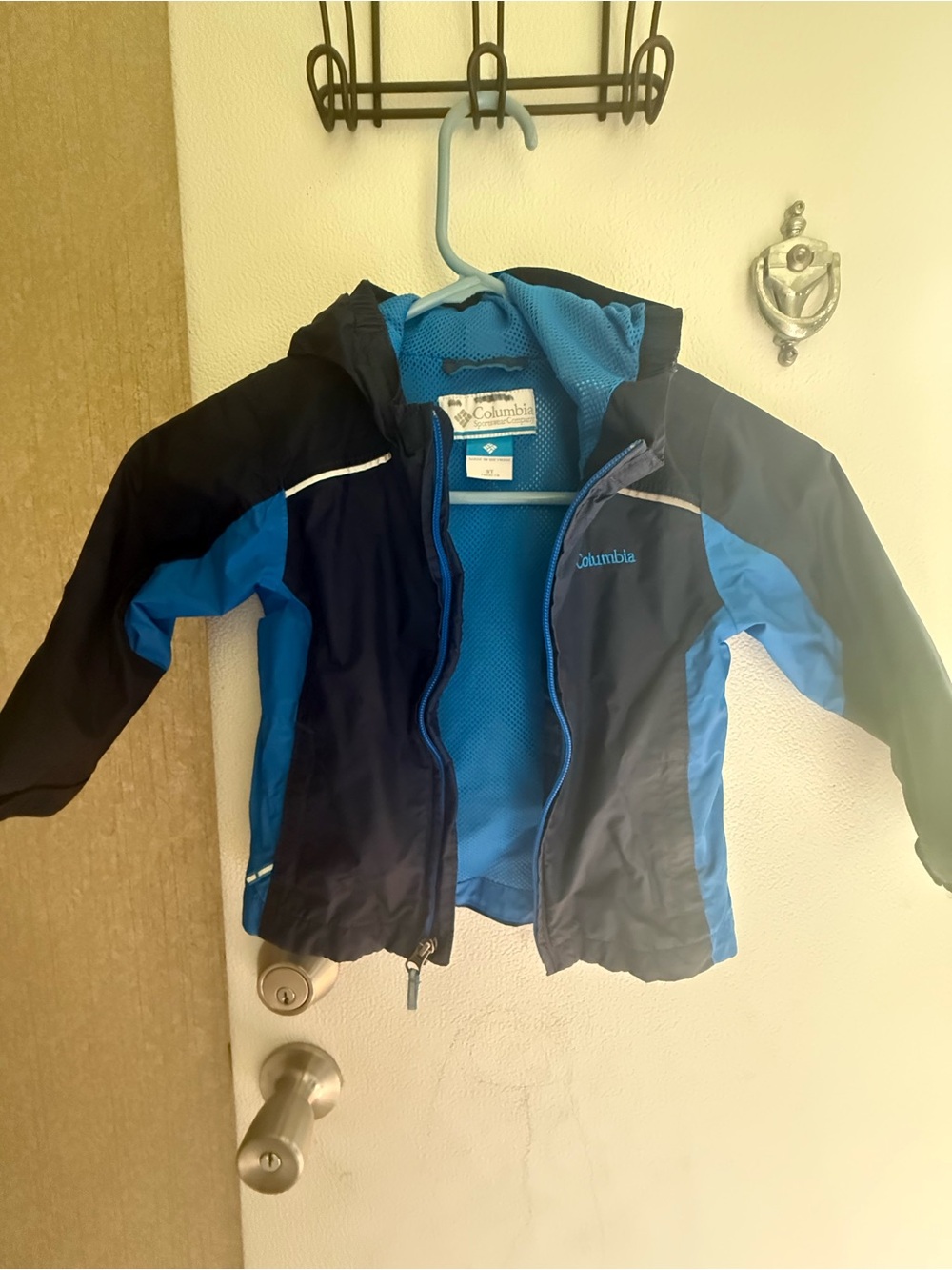 Columbia Navy and Bright Blue Kids' Rain Shell with Hood
